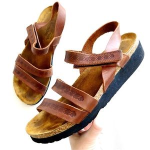 NAOT Genuine Leather Kayla Strappy Sandal in Cognac